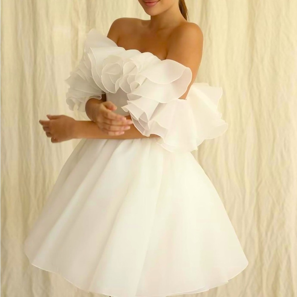 Off The Shoulder Organza TulleDress Evening Wedding Party Cocktail Gown Dress